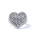 Iced Out Baguette & Round Diamond Heart Ring