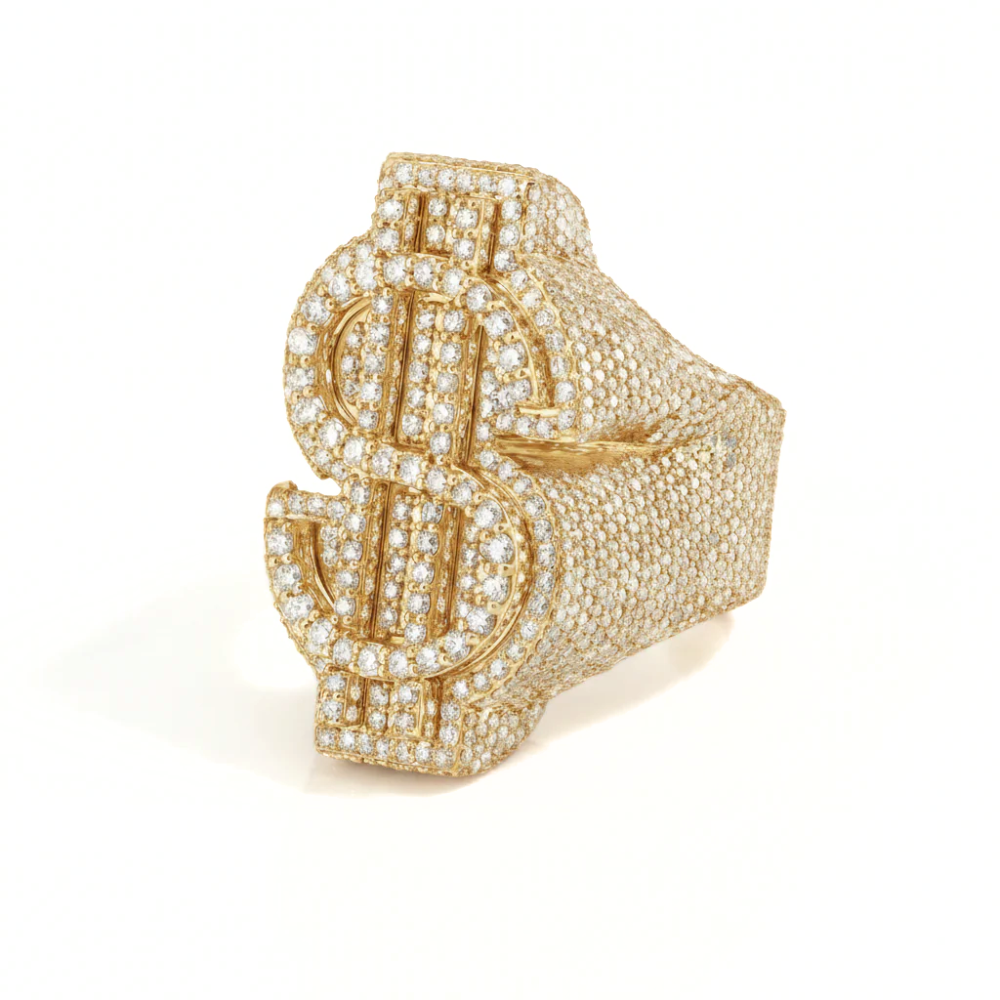 Diamond Dollar Iced Out Round & Baguette Ring