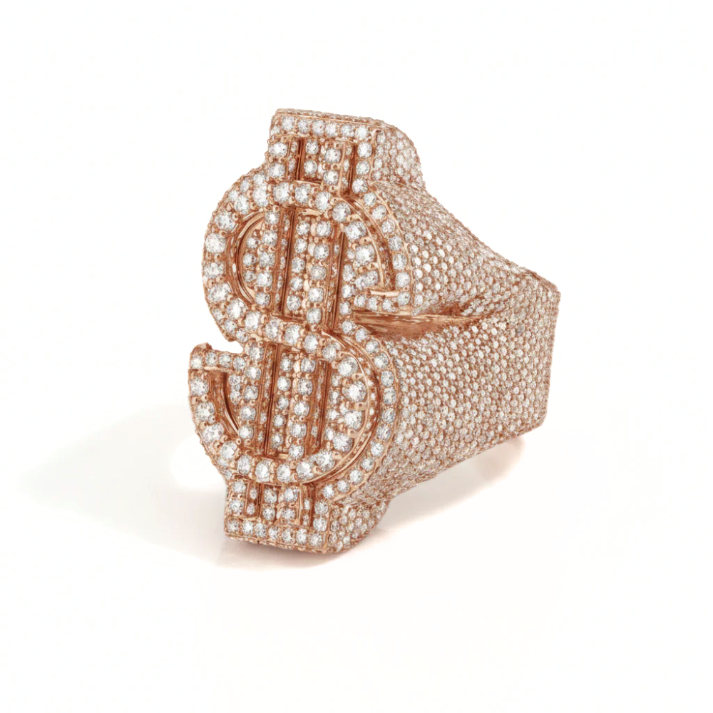 Diamond Dollar Iced Out Round & Baguette Ring
