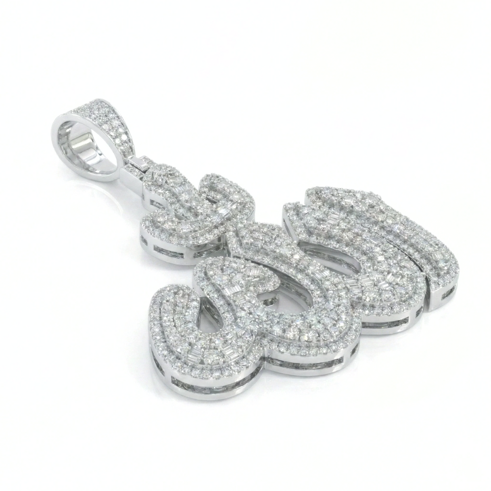 Baguette & Round Diamond Allah Pendant | Iced Religious Charm