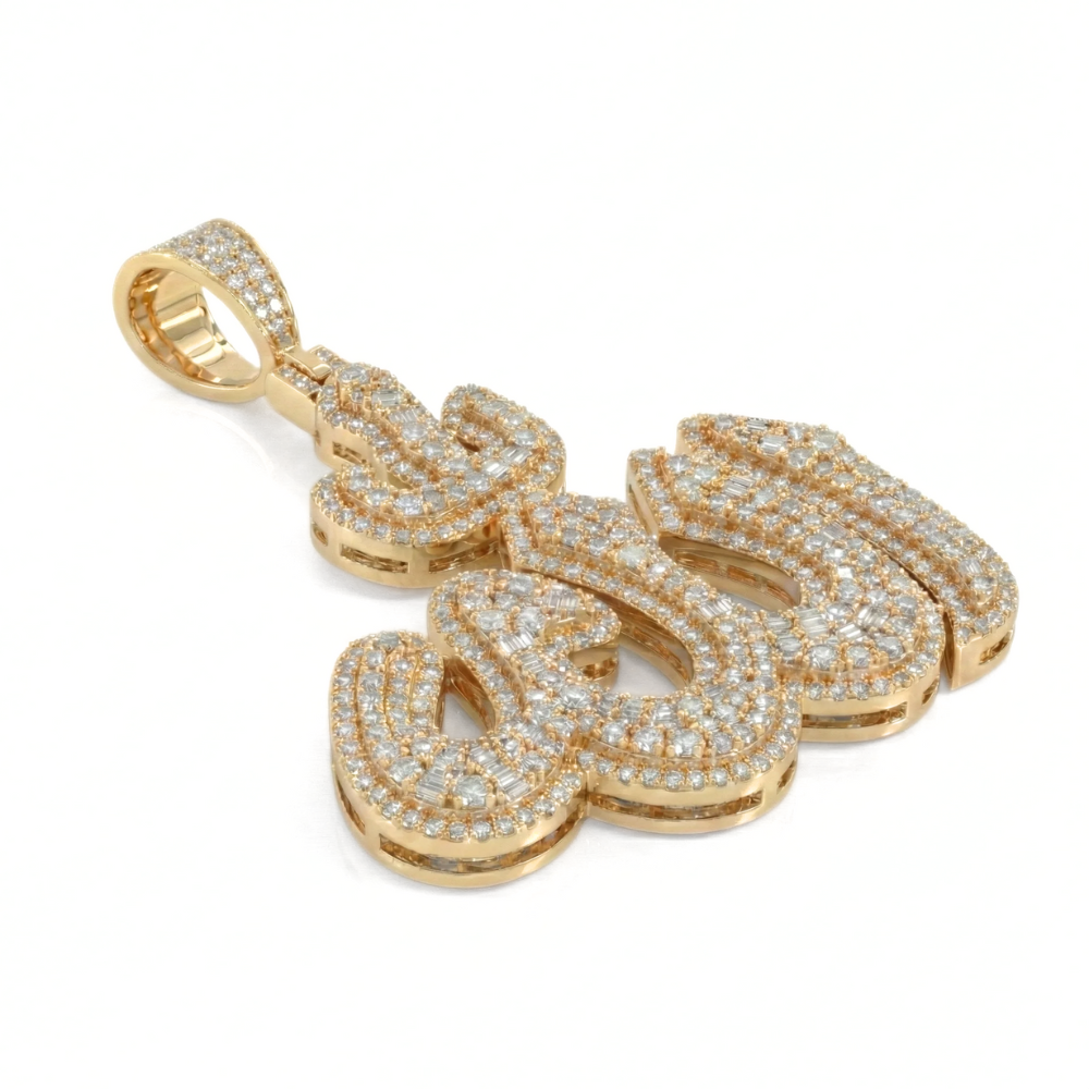 Baguette & Round Diamond Allah Pendant | Iced Religious Charm