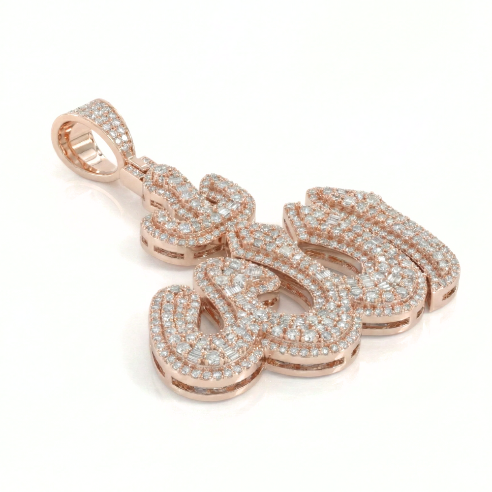 Baguette & Round Diamond Allah Pendant | Iced Religious Charm