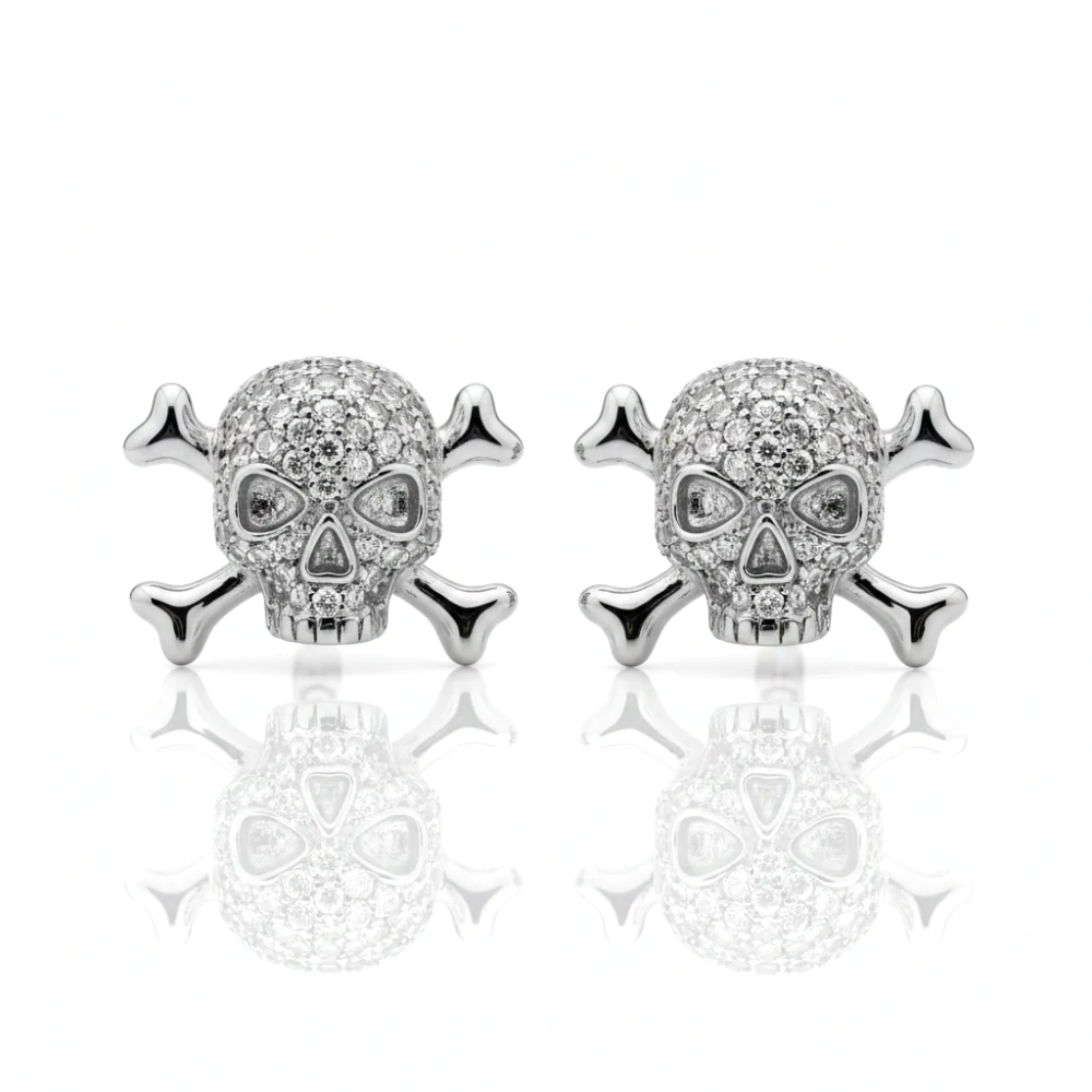 Custom Skull Pavé Diamond Stud Earrings – Solid Gold