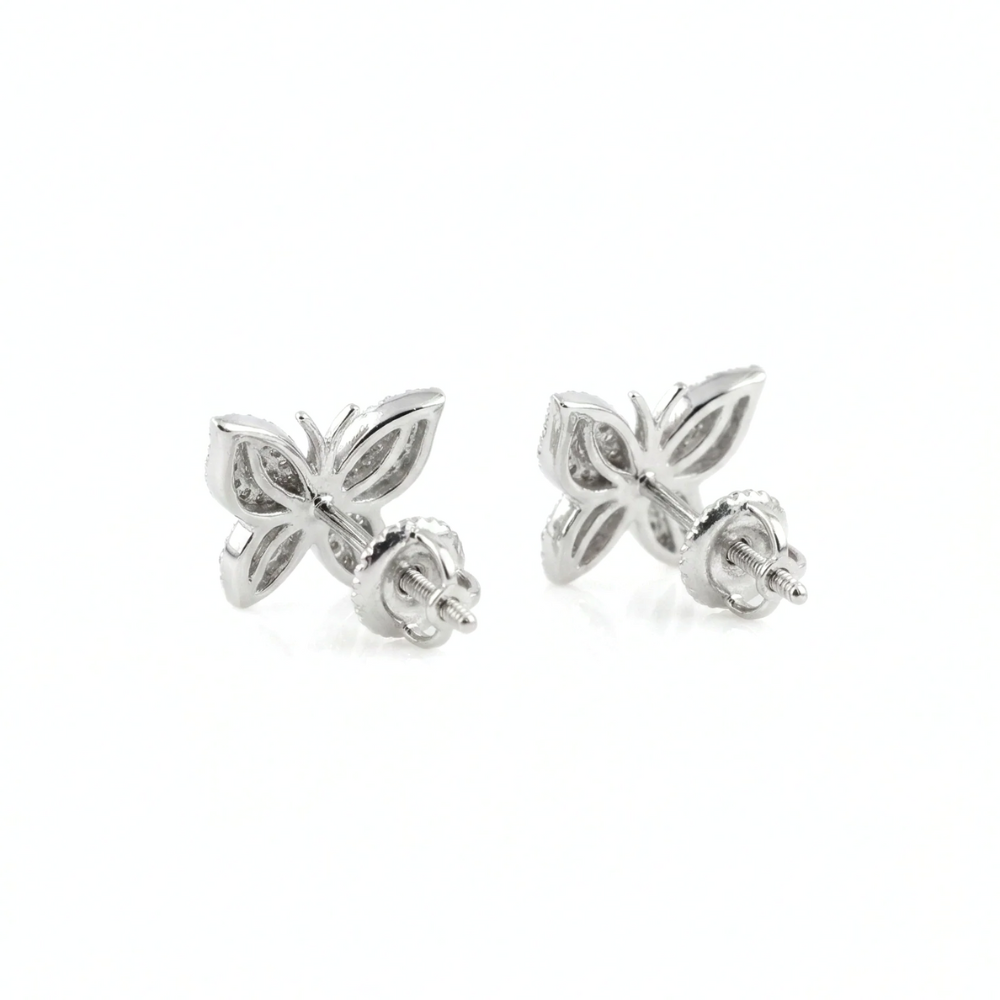 Butterfly Diamond Stud Earrings | Solid Gold, Round Cut