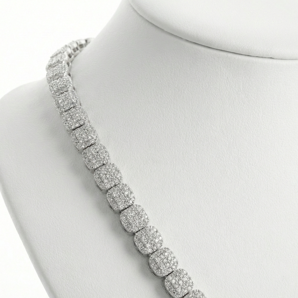 Luxury Tennis Chain with Round Cut Pavé Diamonds
