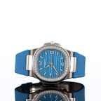 Patek Philippe Nautilus Blue Dial Diamond Bezel Watch