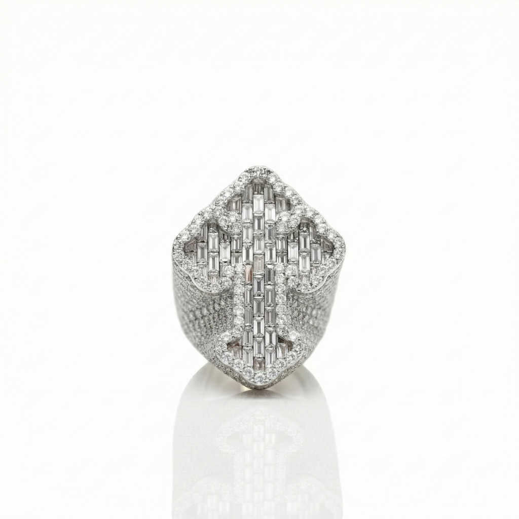 Fully Flooded Baguette and Round Cut Diamond Ring