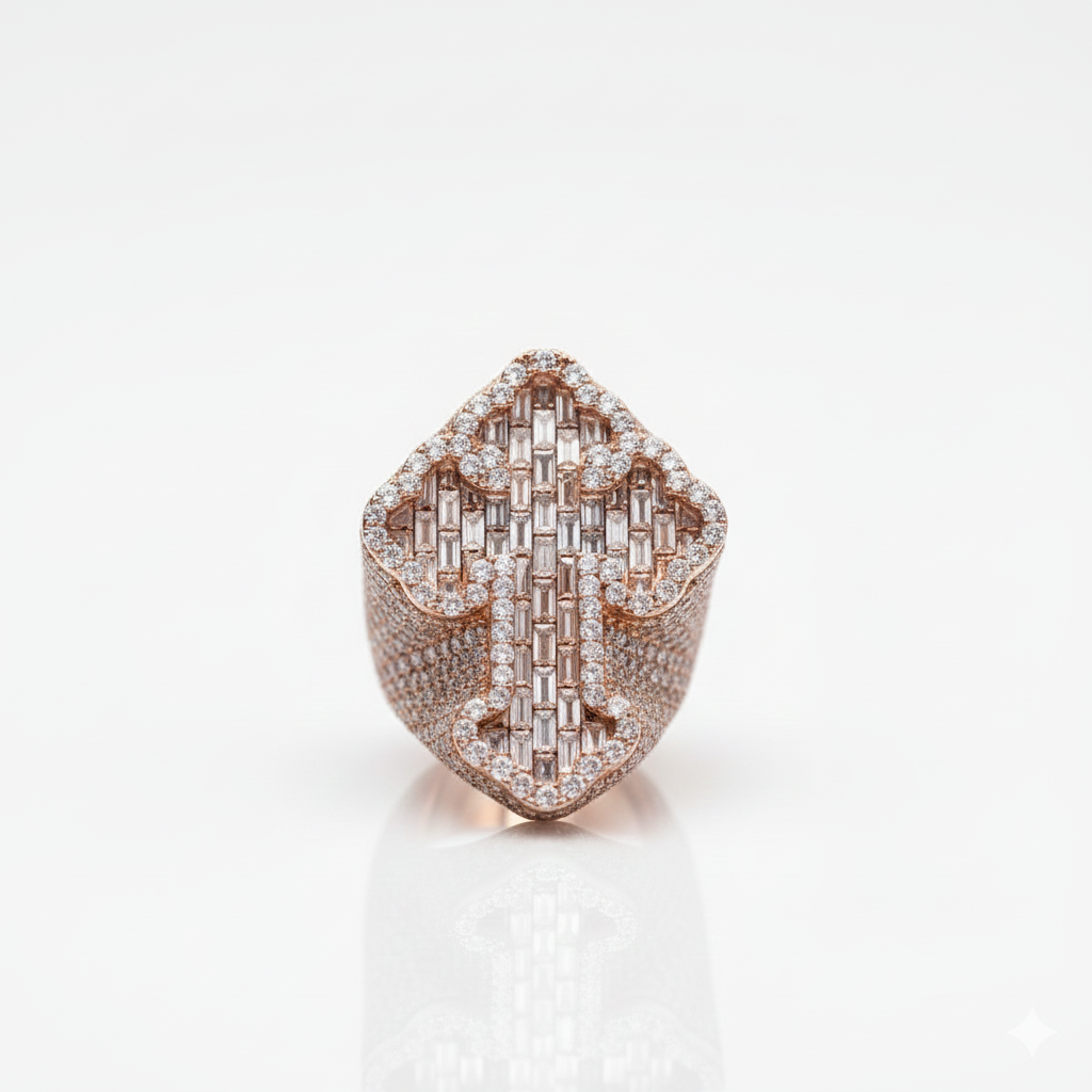 Fully Flooded Baguette and Round Cut Diamond Ring
