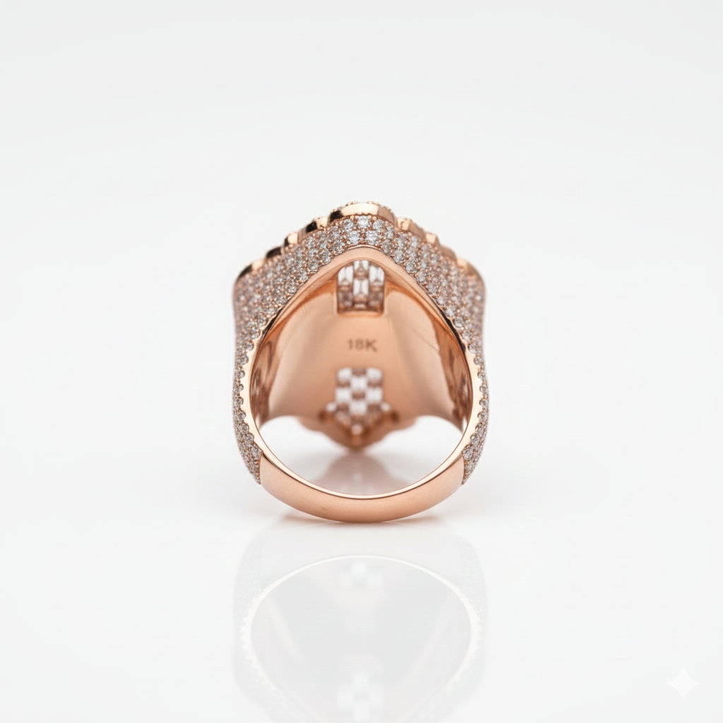 Fully Flooded Baguette and Round Cut Diamond Ring