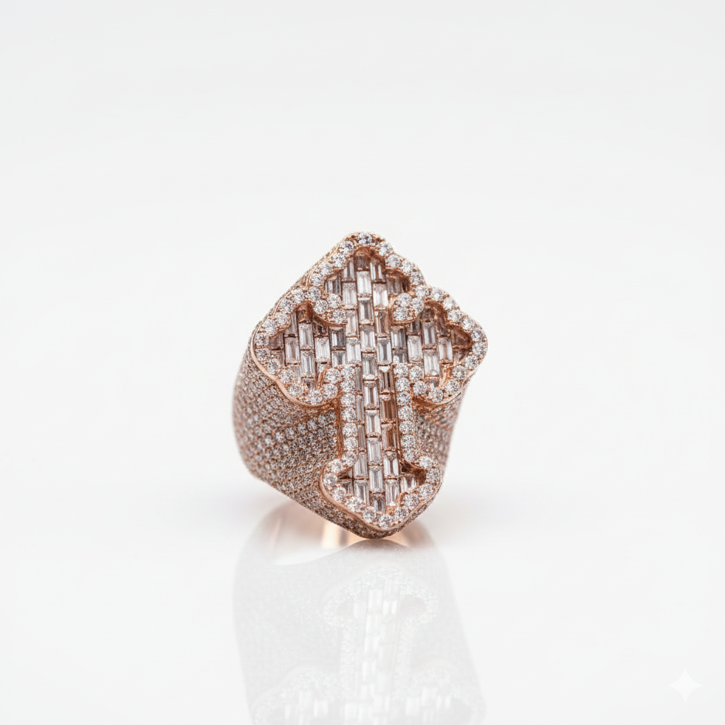 Fully Flooded Baguette and Round Cut Diamond Ring