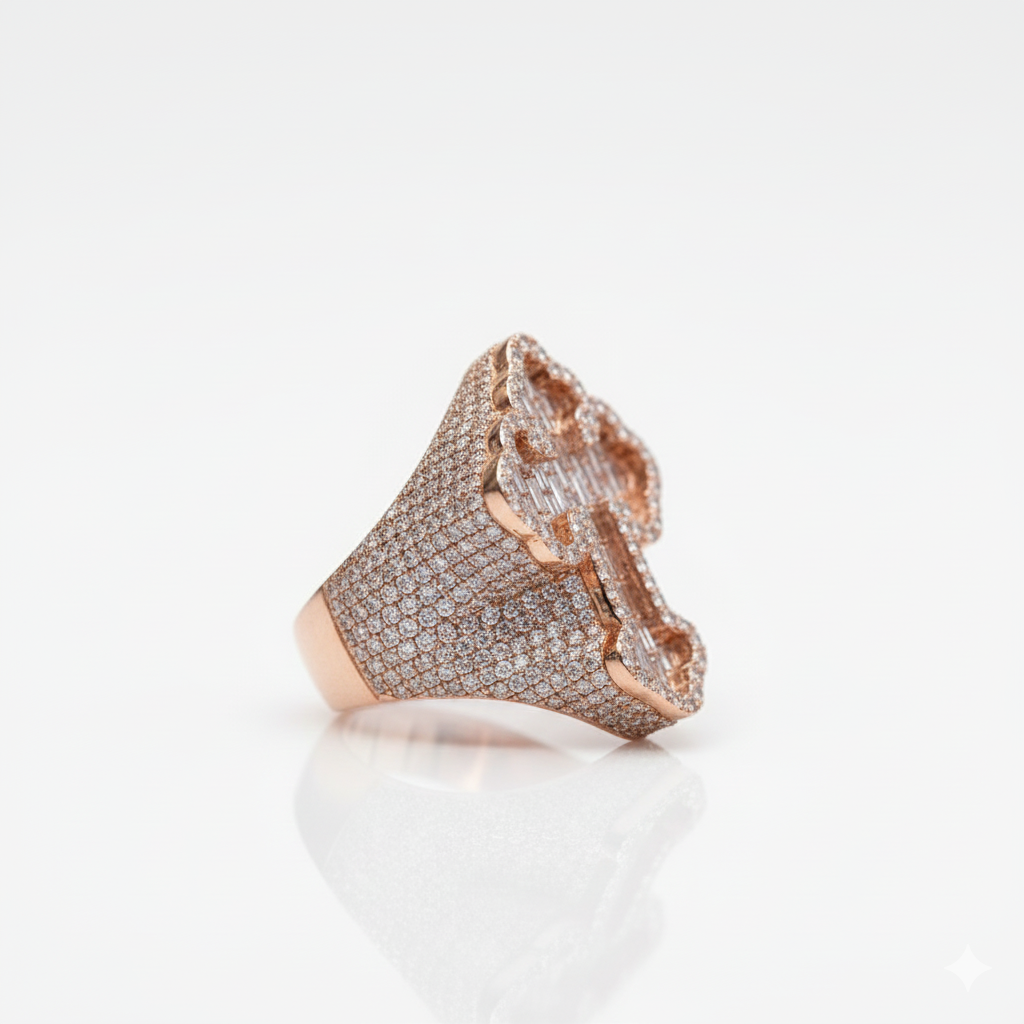 Fully Flooded Baguette and Round Cut Diamond Ring