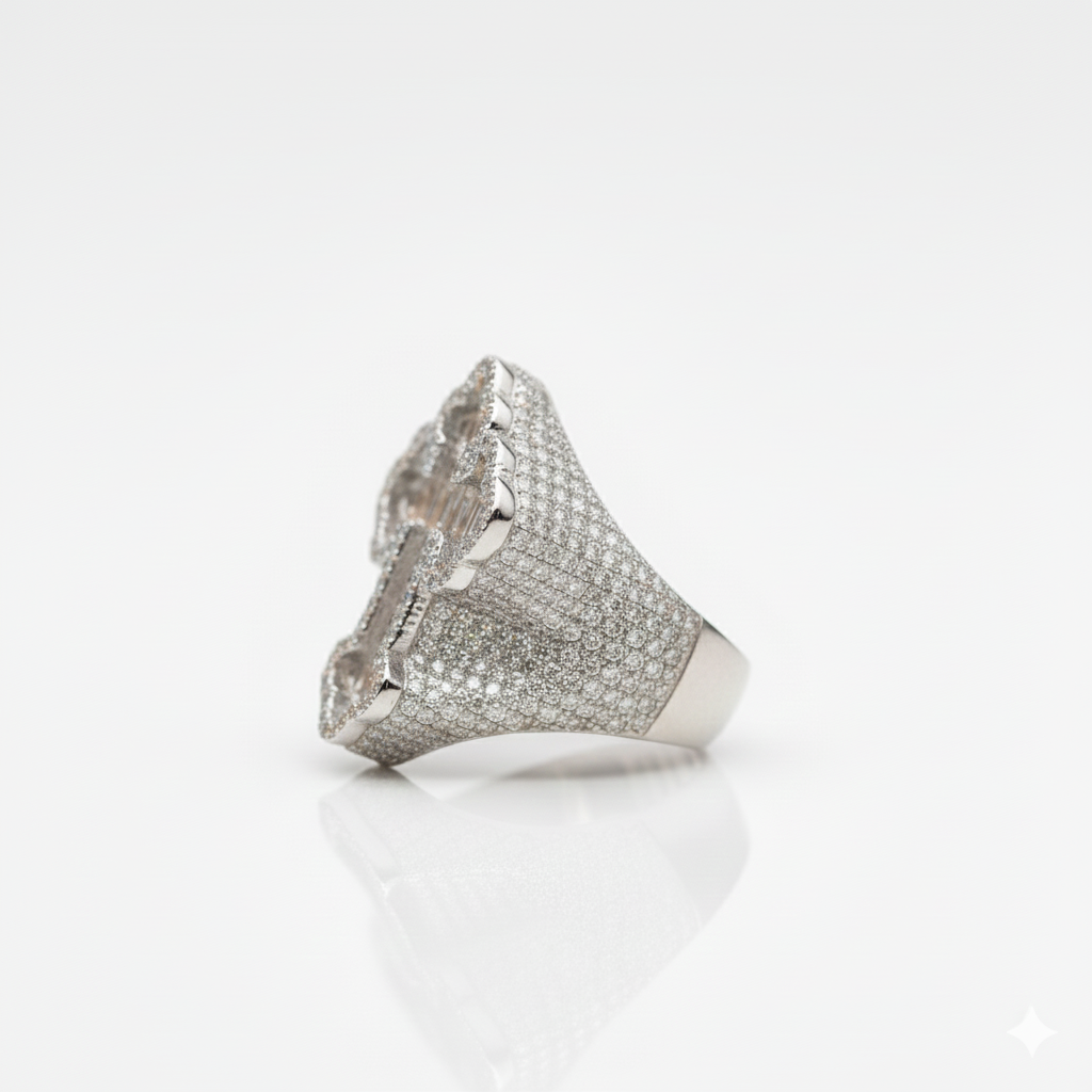 Fully Flooded Baguette and Round Cut Diamond Ring