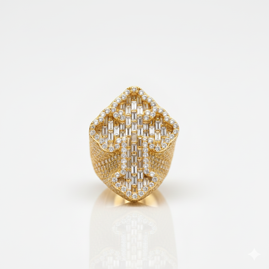Fully Flooded Baguette and Round Cut Diamond Ring
