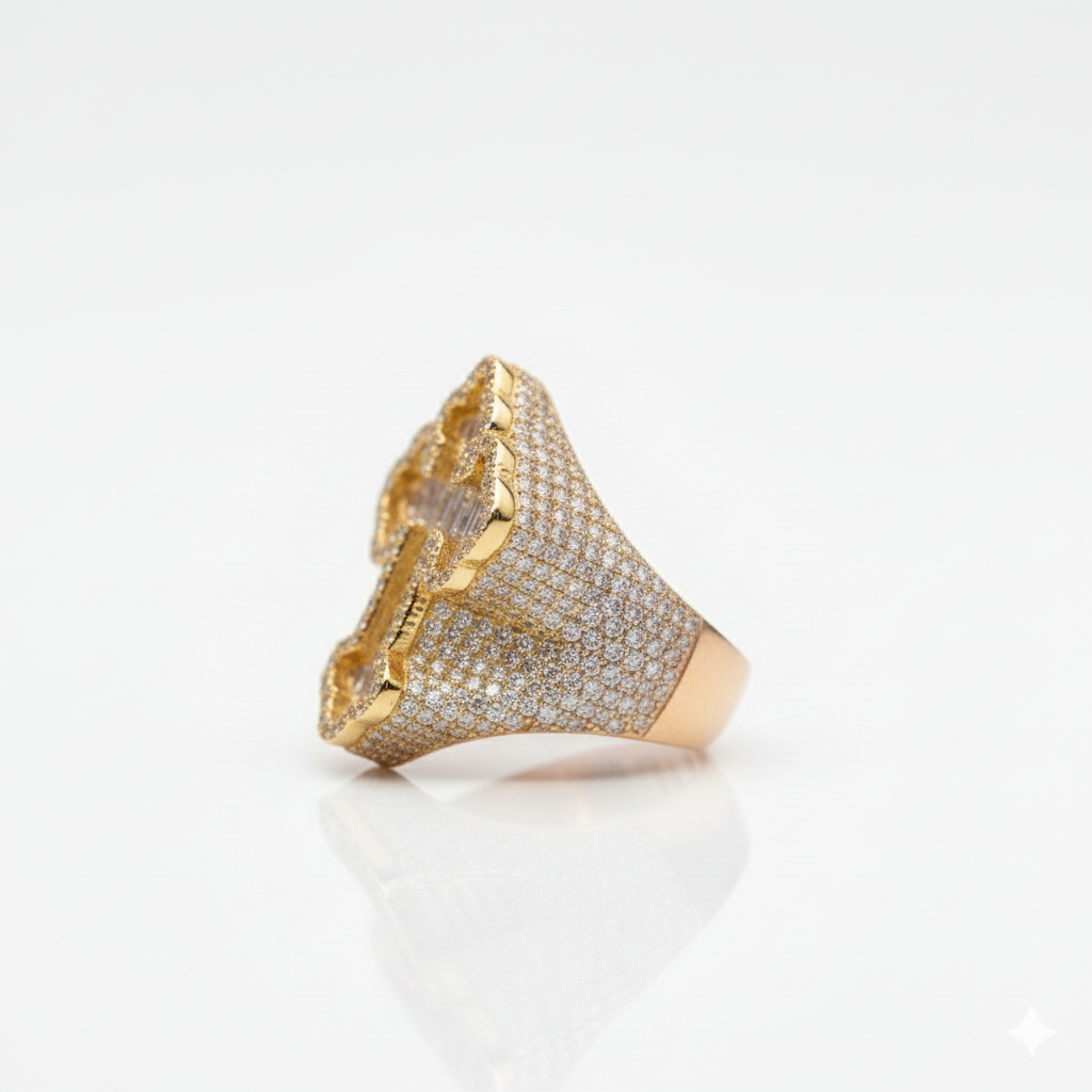 Fully Flooded Baguette and Round Cut Diamond Ring