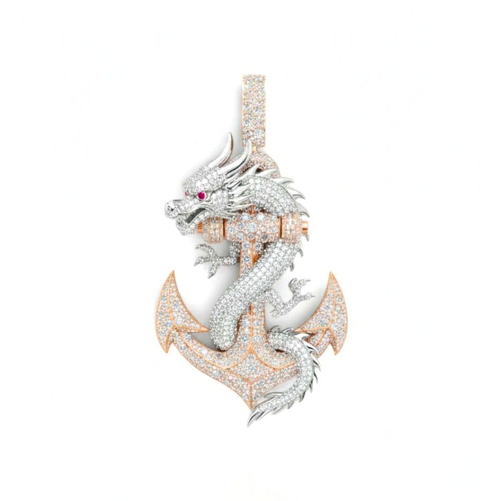 Iced Out Praying Angel Pendant with Crown of Thorns