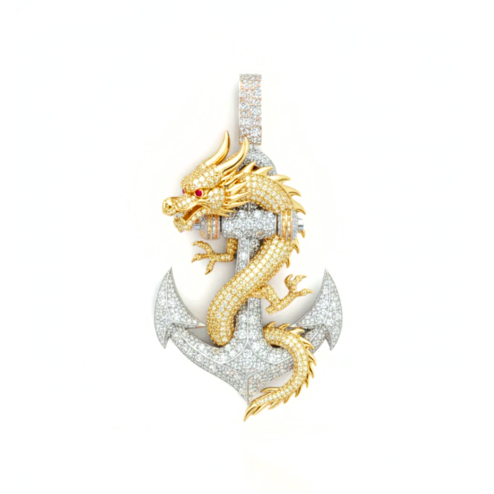 Iced Out Praying Angel Pendant with Crown of Thorns