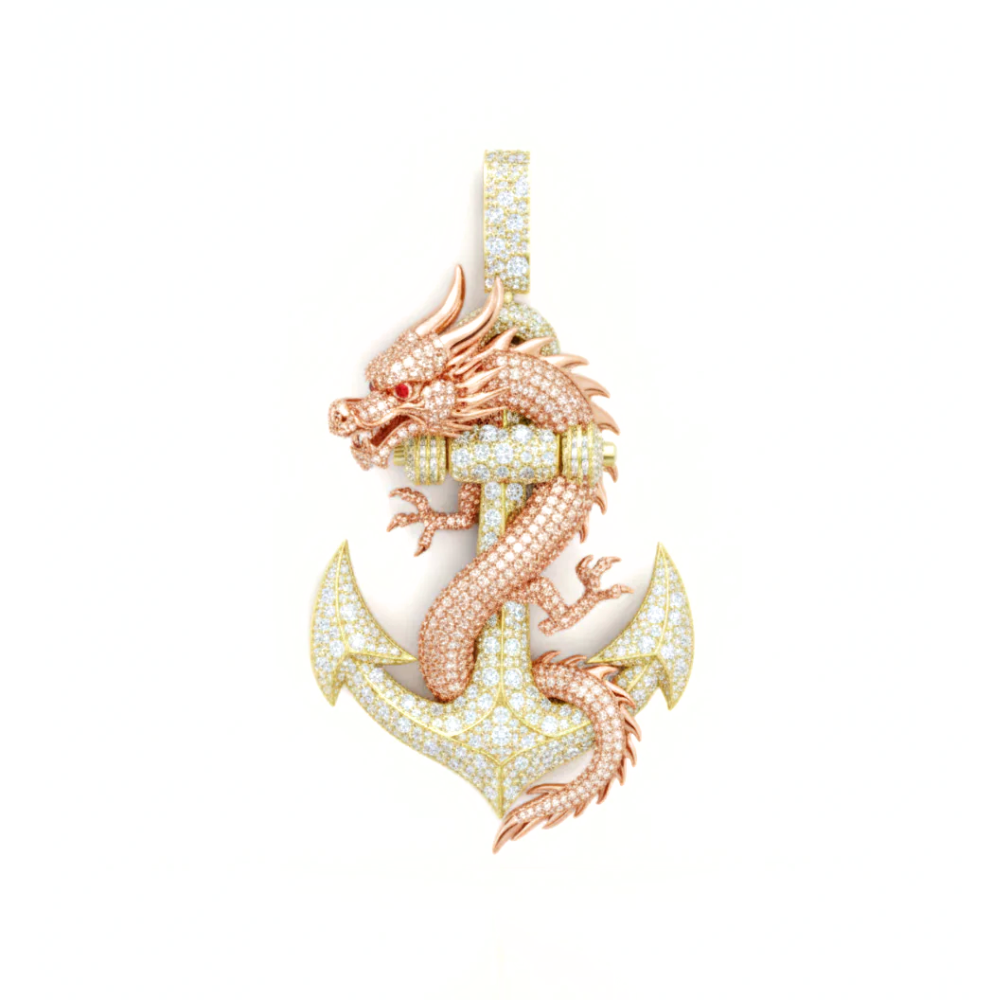 Iced Out Praying Angel Pendant with Crown of Thorns