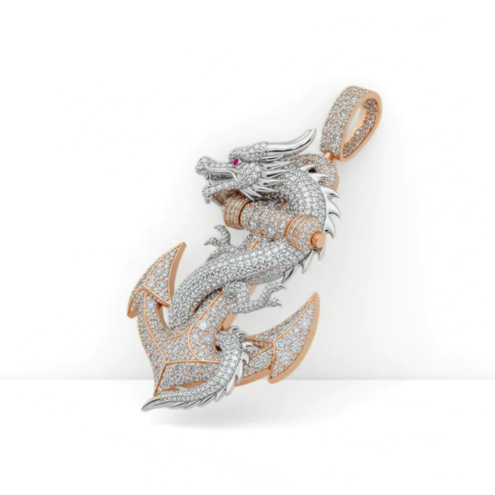 Iced Out Praying Angel Pendant with Crown of Thorns