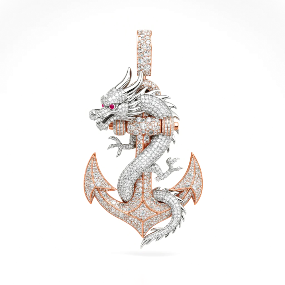 Iced Out Praying Angel Pendant with Crown of Thorns