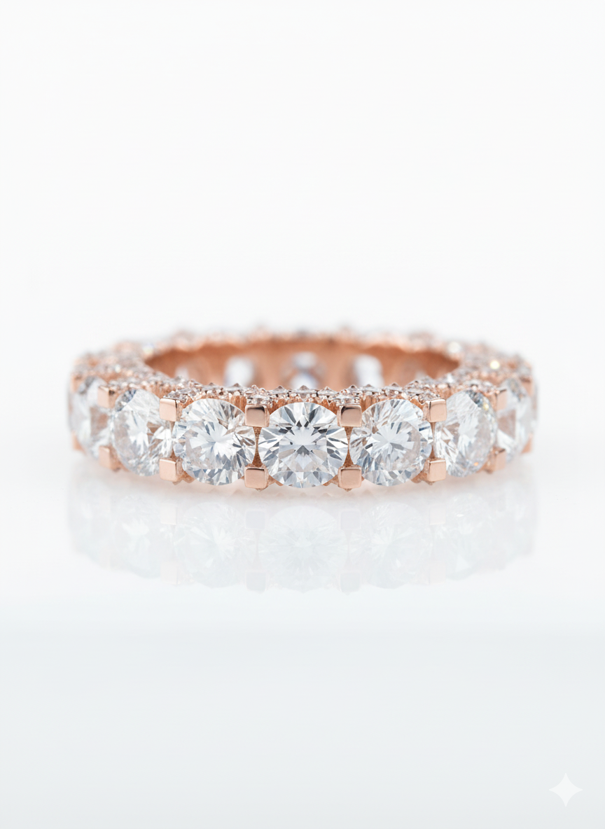 Eternity Round Cut Diamond & Pavé Side Hip Hop Ring