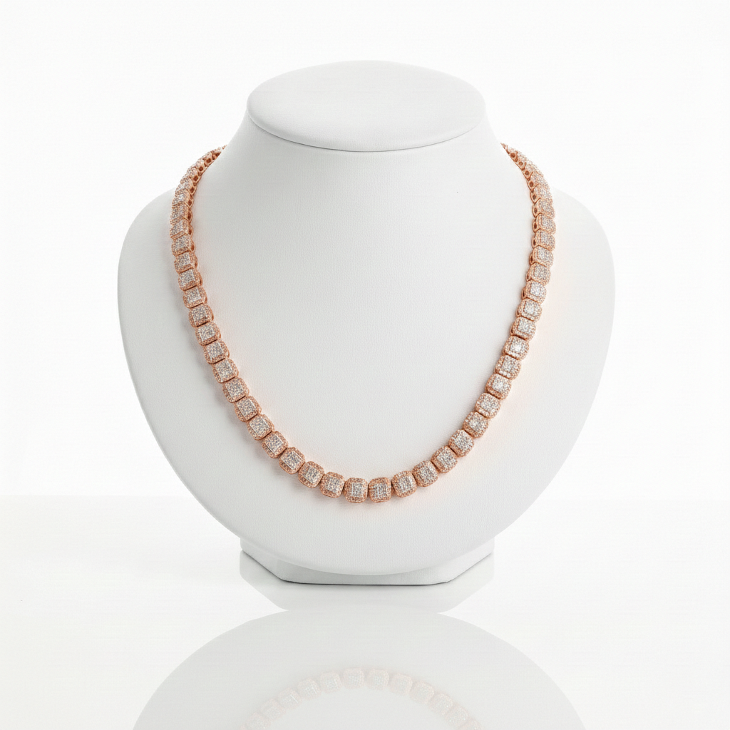 Luxury Tennis Chain with Round Cut Pavé Diamonds