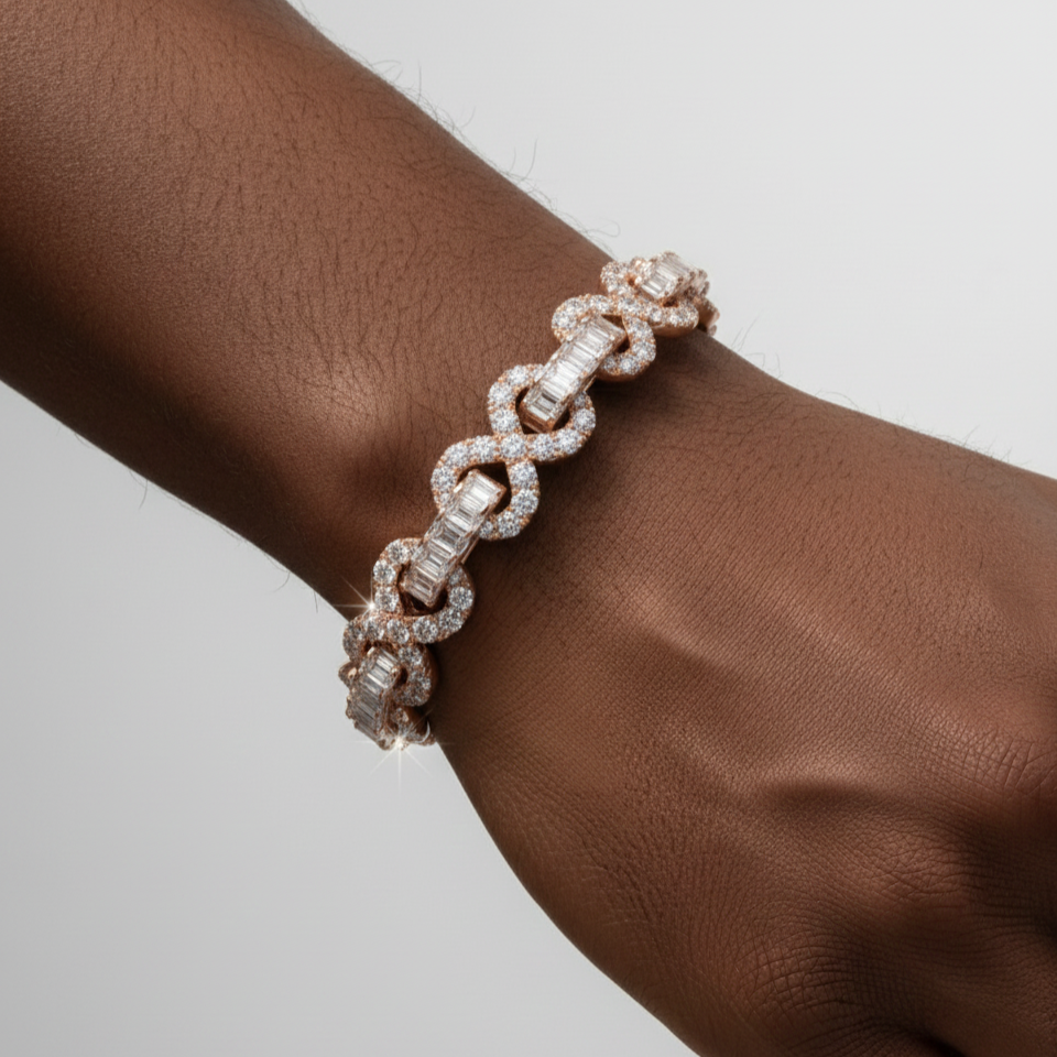 Luxury Infinity Bracelet with Baguette Diamonds | Rapper Jewelry