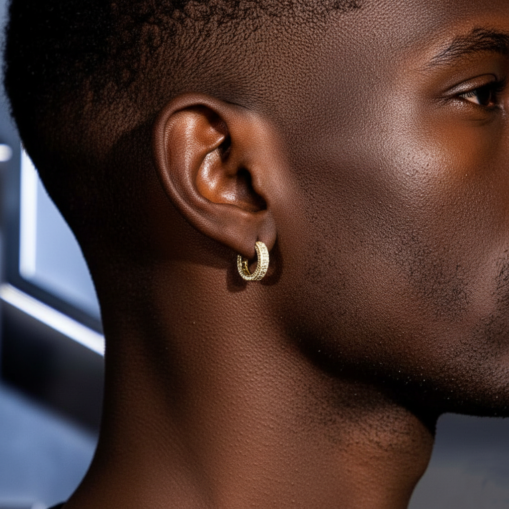 Solid Gold Round Brilliant Diamond Hoop Earrings