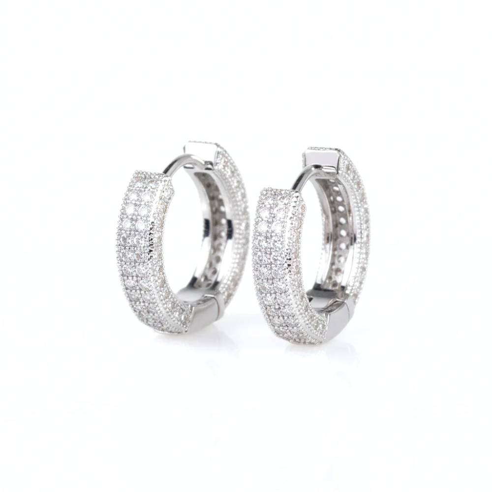 Solid Gold Round Brilliant Diamond Hoop Earrings