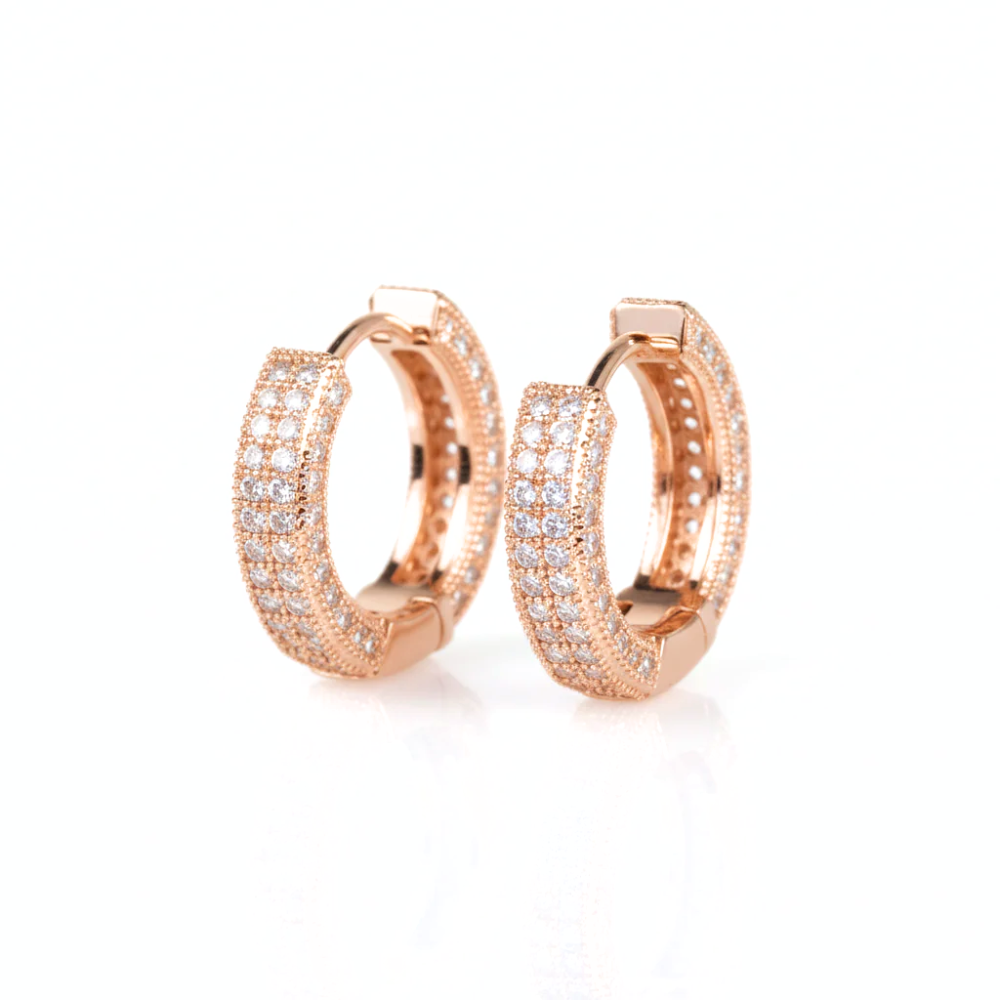 Solid Gold Round Brilliant Diamond Hoop Earrings