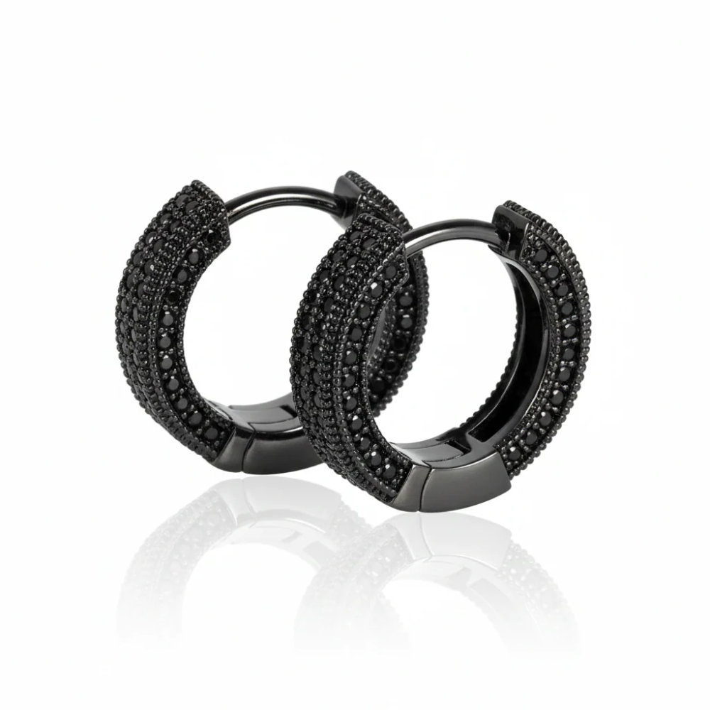 Solid Gold Round Brilliant Diamond Hoop Earrings