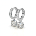 Iced Out Round Diamond Huggie Earrings with Solitaire Drop