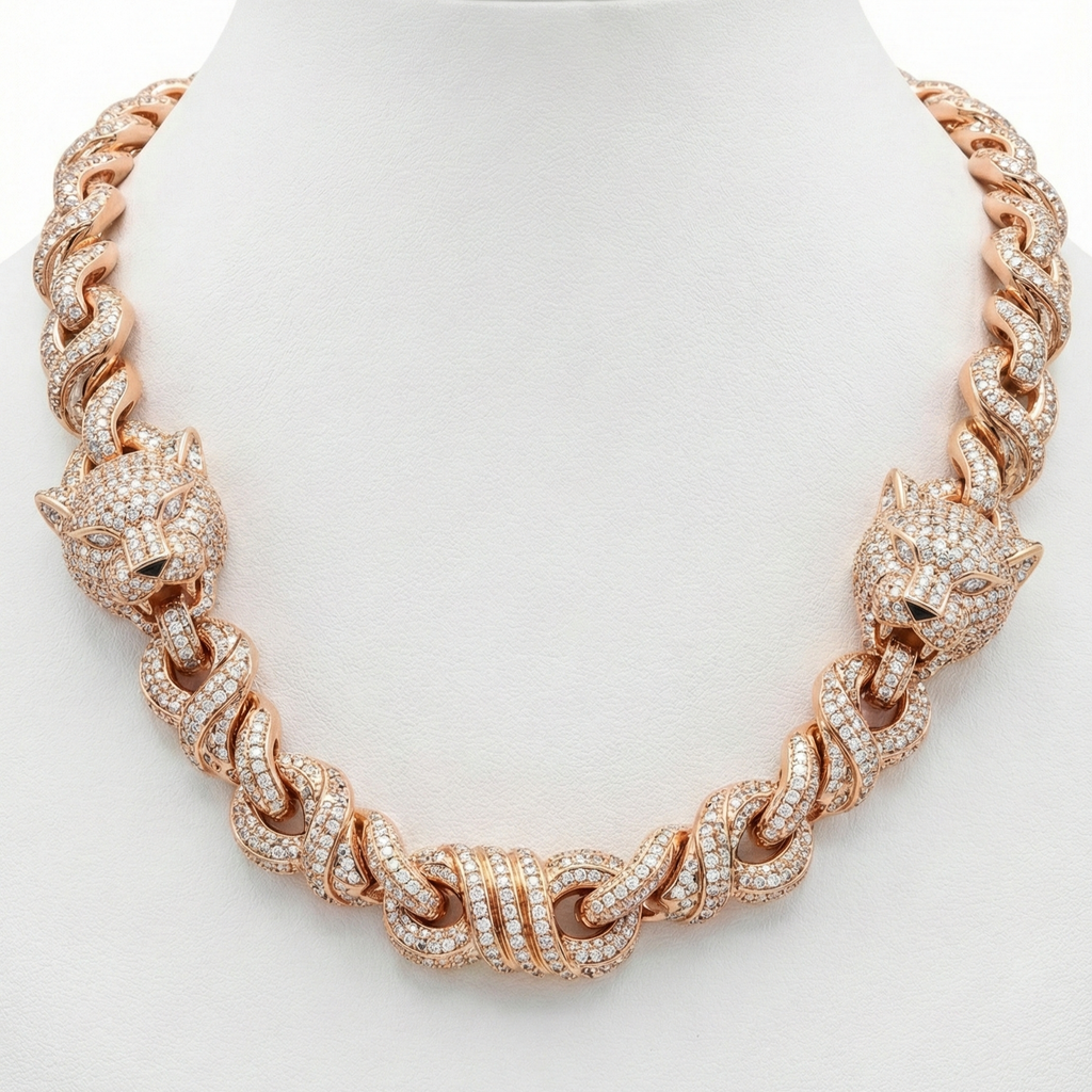 Rapper Style Panther Cuban Link – Natural Diamonds