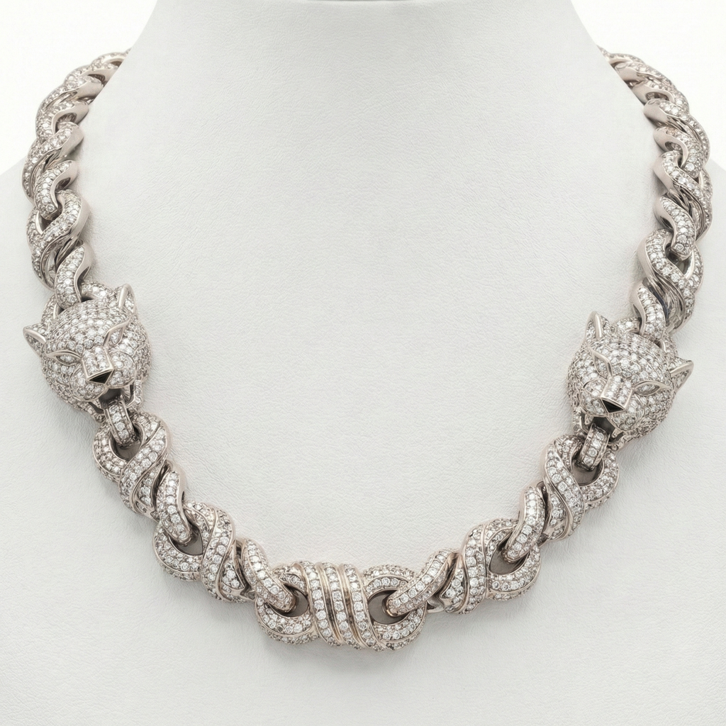 Rapper Style Panther Cuban Link – Natural Diamonds