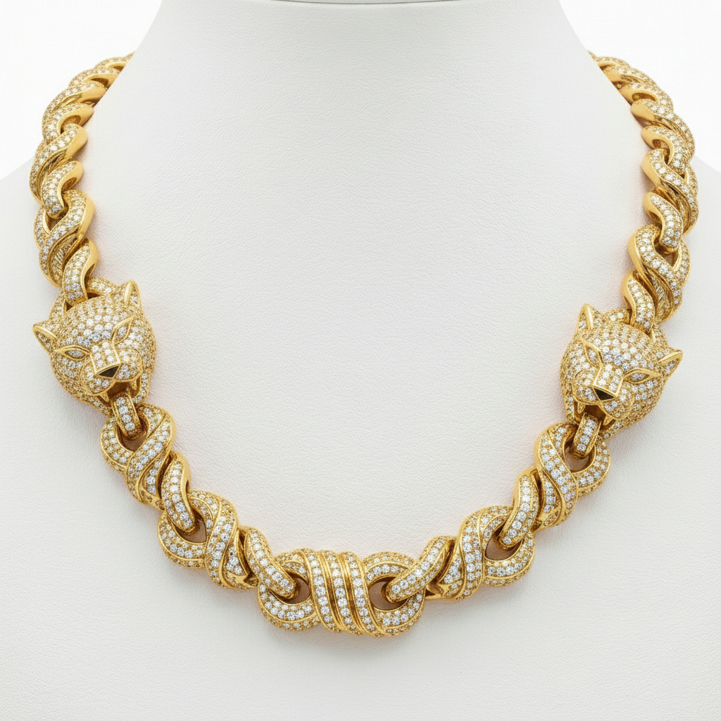 Rapper Style Panther Cuban Link – Natural Diamonds
