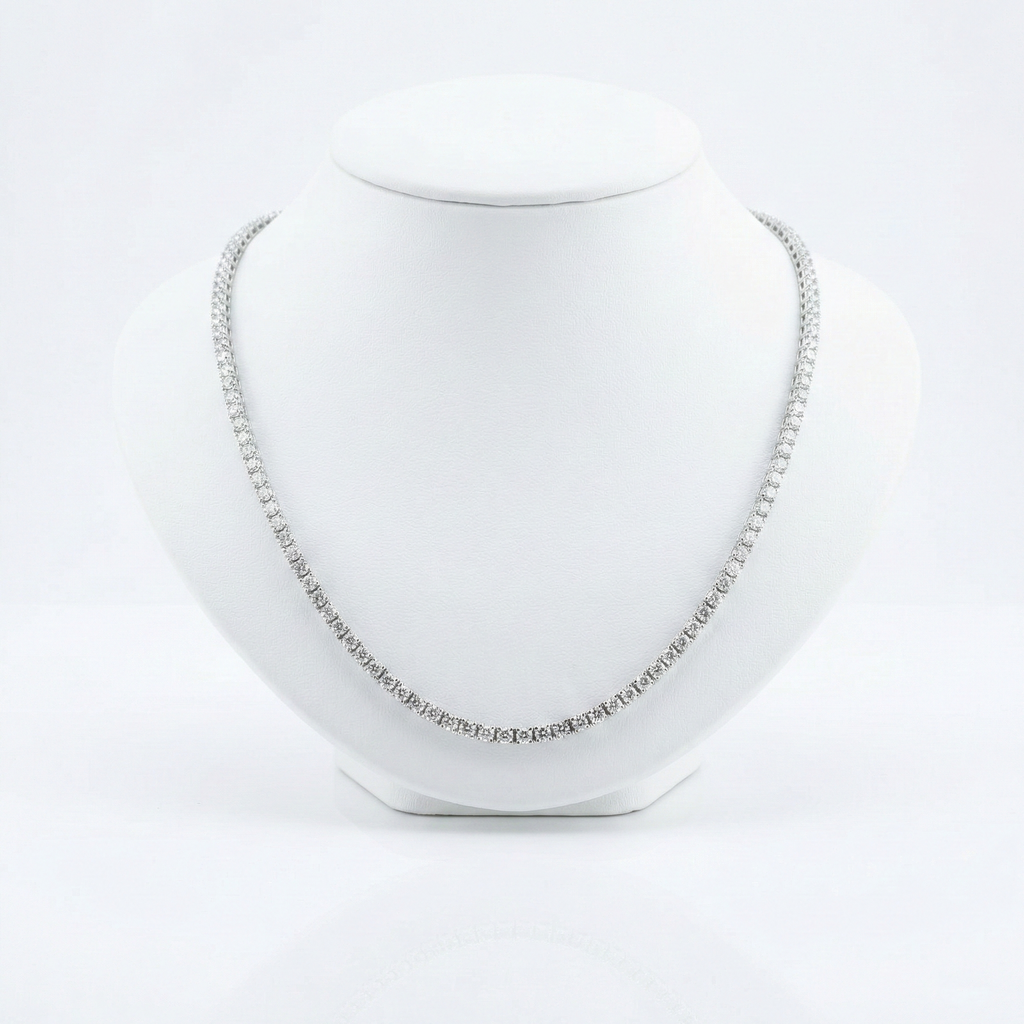 Illusion Set Round Cut Diamond Tennis Chain