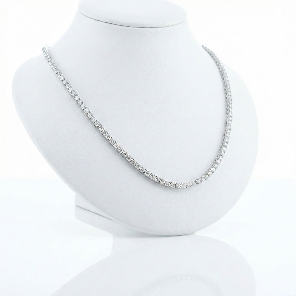 Illusion Set Round Cut Diamond Tennis Chain