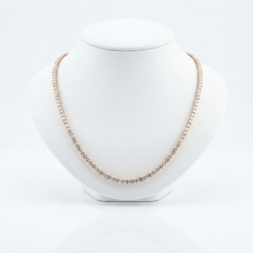 Illusion Set Round Cut Diamond Tennis Chain
