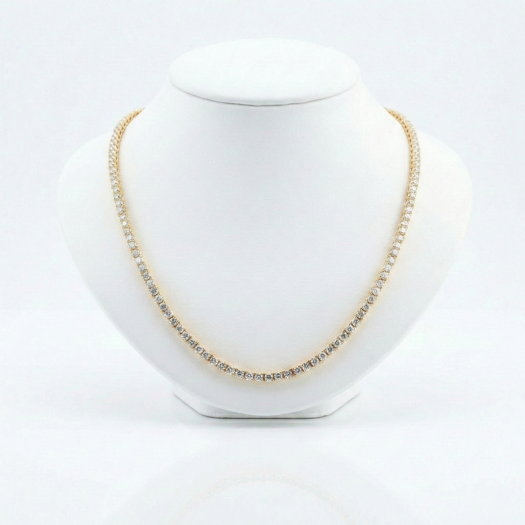 Illusion Set Round Cut Diamond Tennis Chain