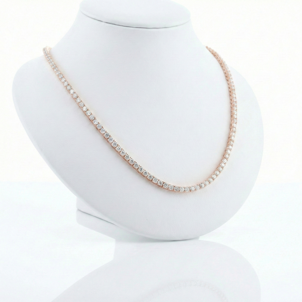 Illusion Set Round Cut Diamond Tennis Chain