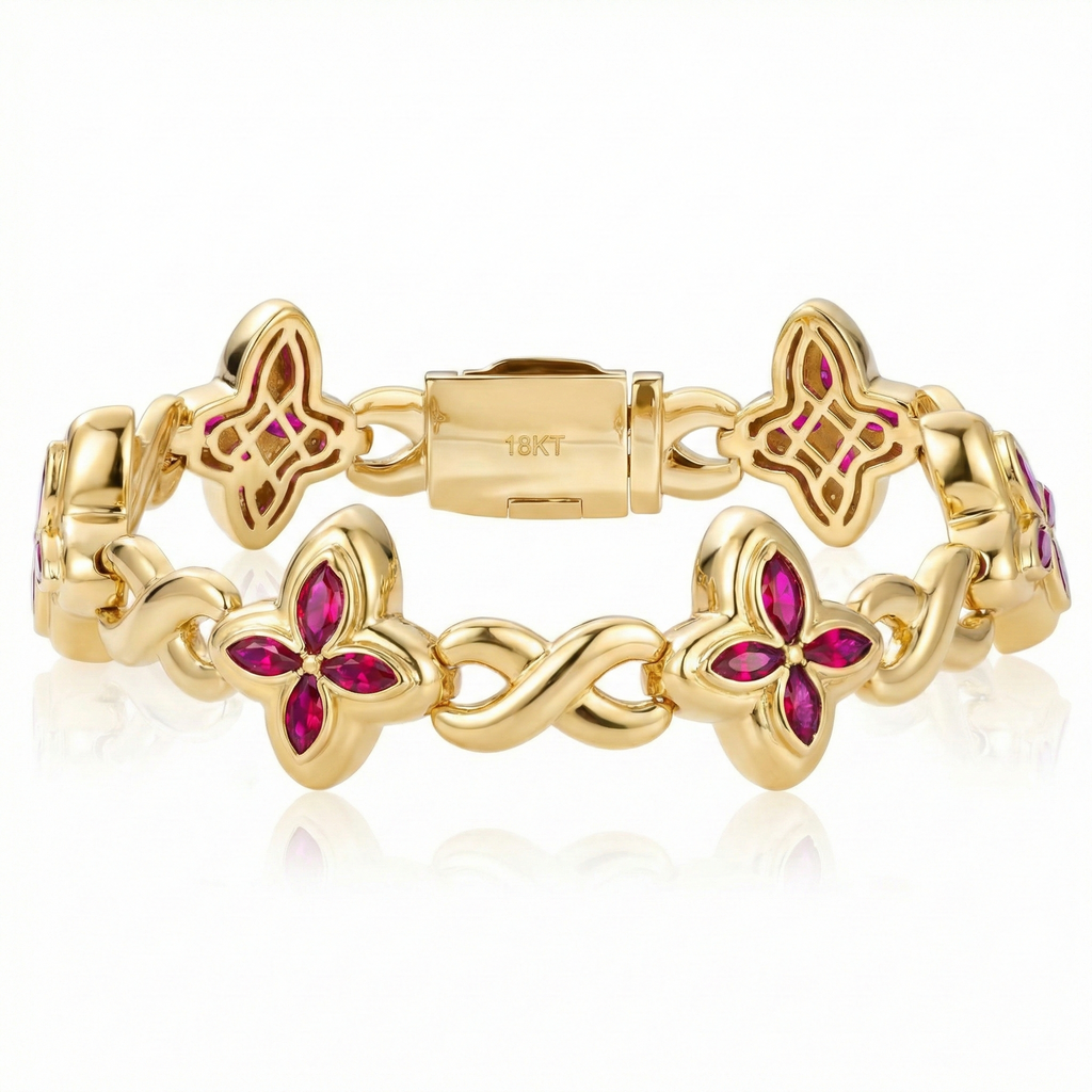 Marquise Cut Diamond Infinity Link Bracelet in Solid Gold