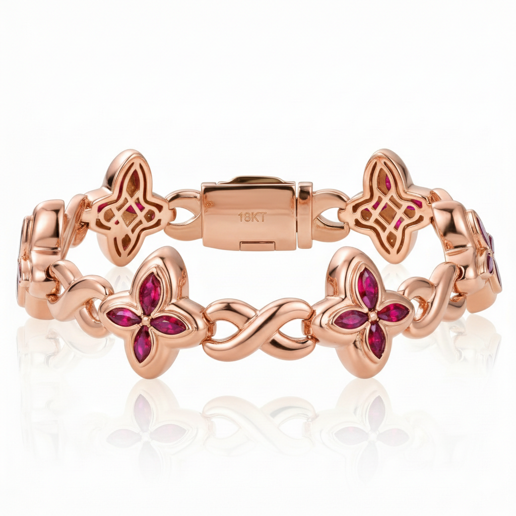 Marquise Cut Diamond Infinity Link Bracelet in Solid Gold