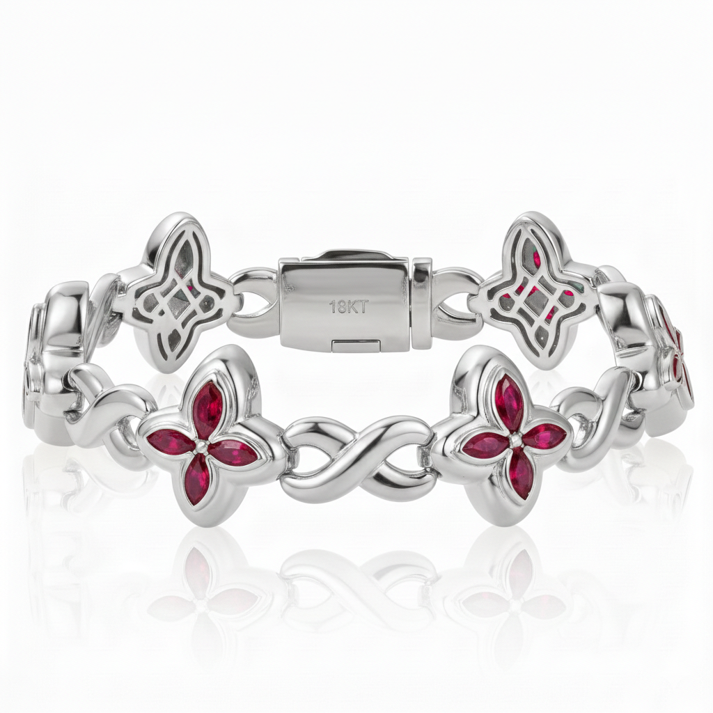 Marquise Cut Diamond Infinity Link Bracelet in Solid Gold