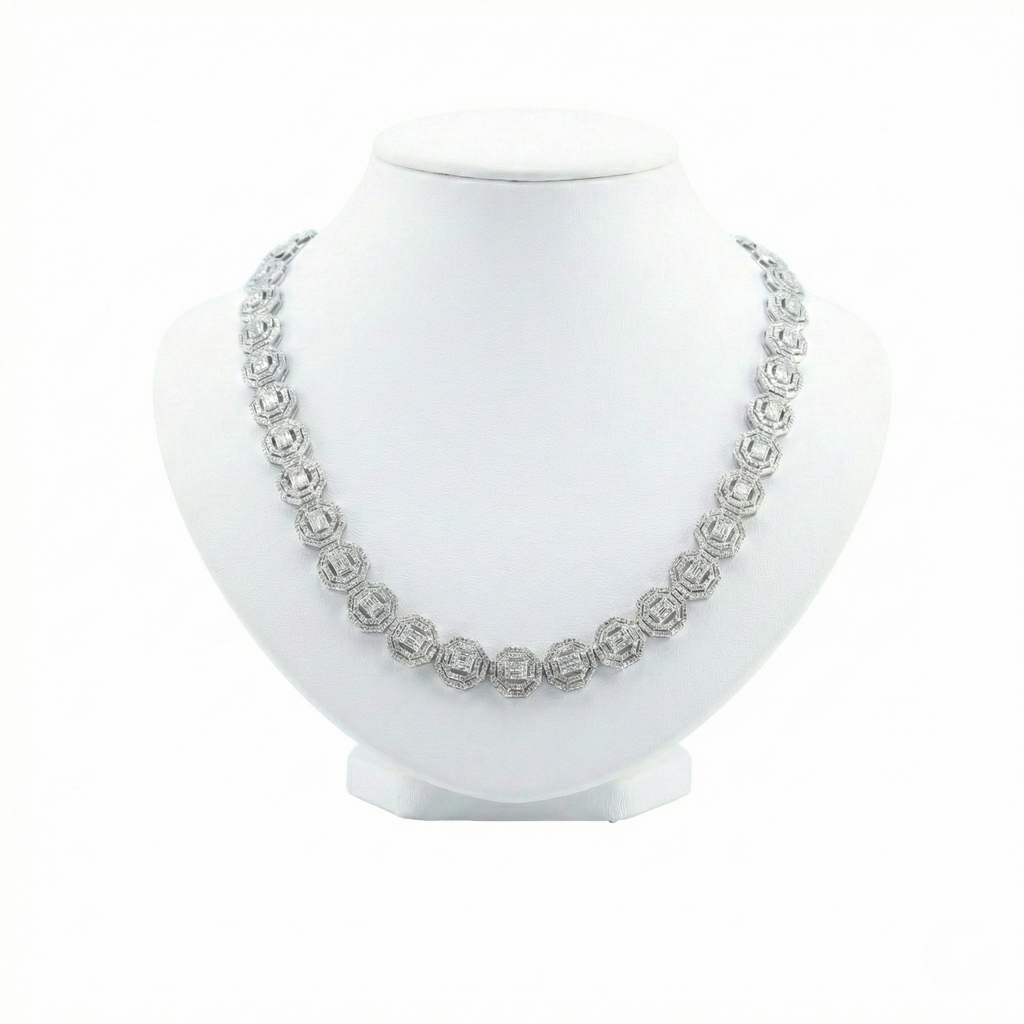 Iced Out Octagon Link Chain – Baguette & Round Diamonds
