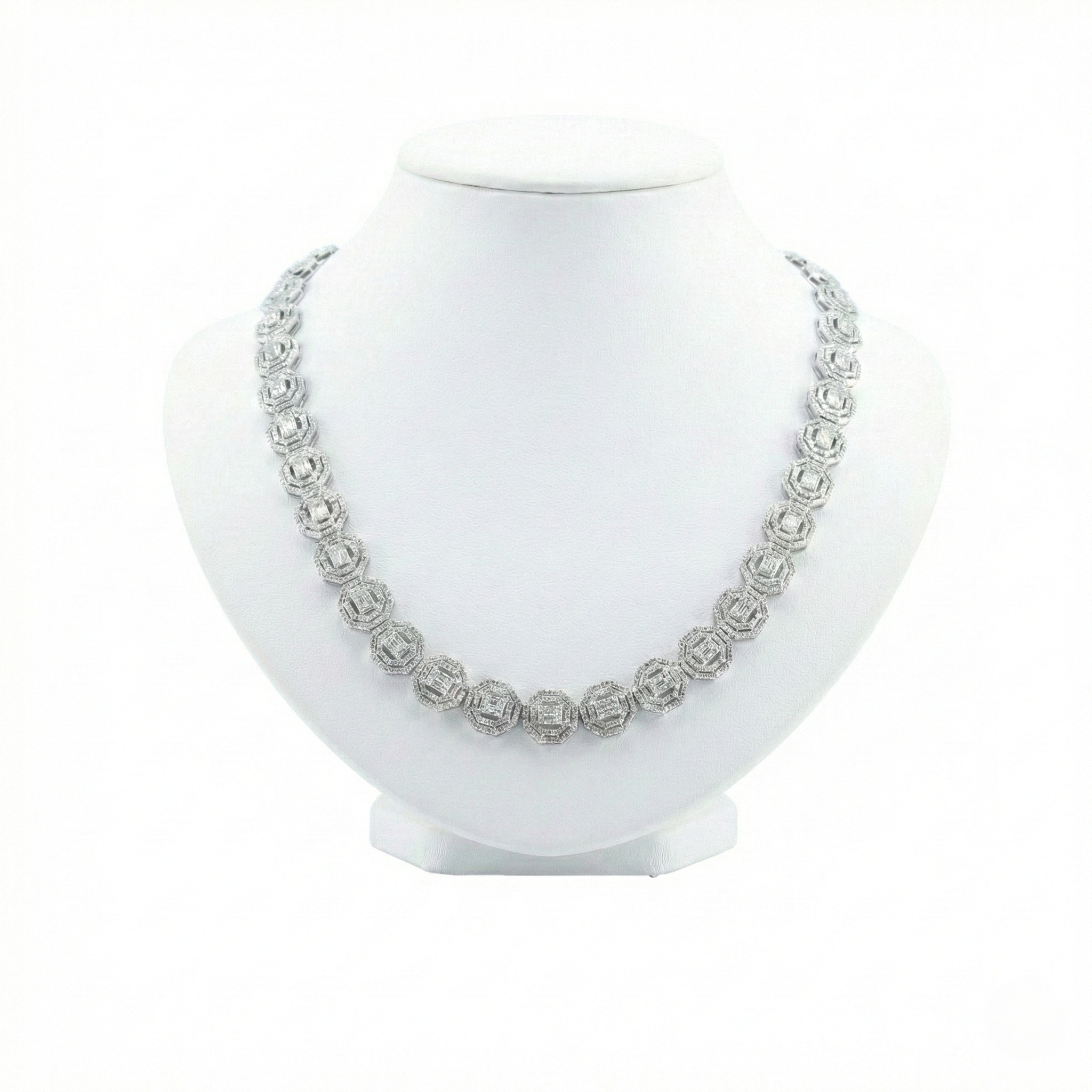 Iced Out Octagon Link Chain – Baguette & Round Diamonds
