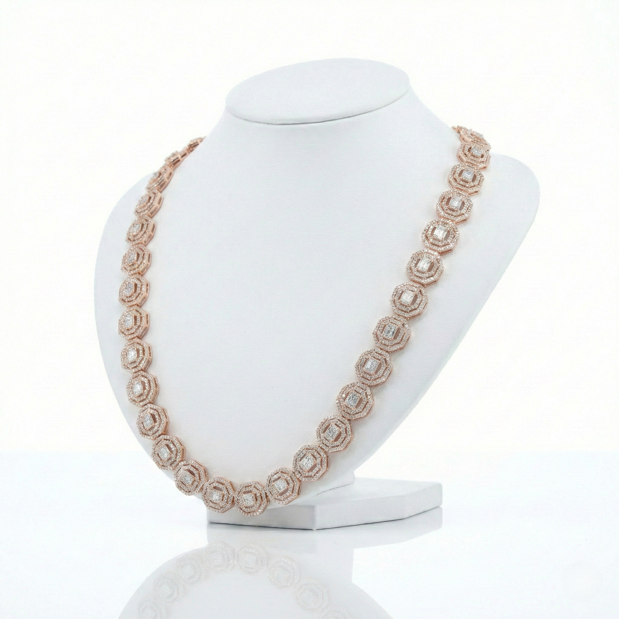 Iced Out Octagon Link Chain – Baguette & Round Diamonds