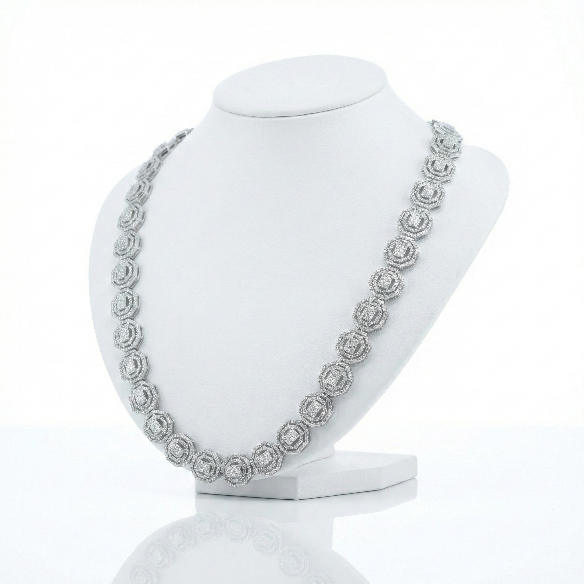 Iced Out Octagon Link Chain – Baguette & Round Diamonds