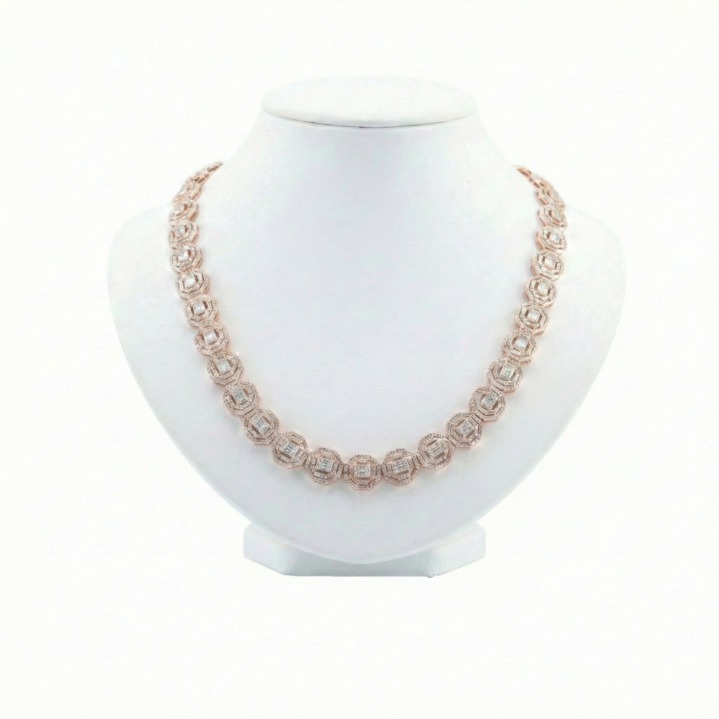 Iced Out Octagon Link Chain – Baguette & Round Diamonds