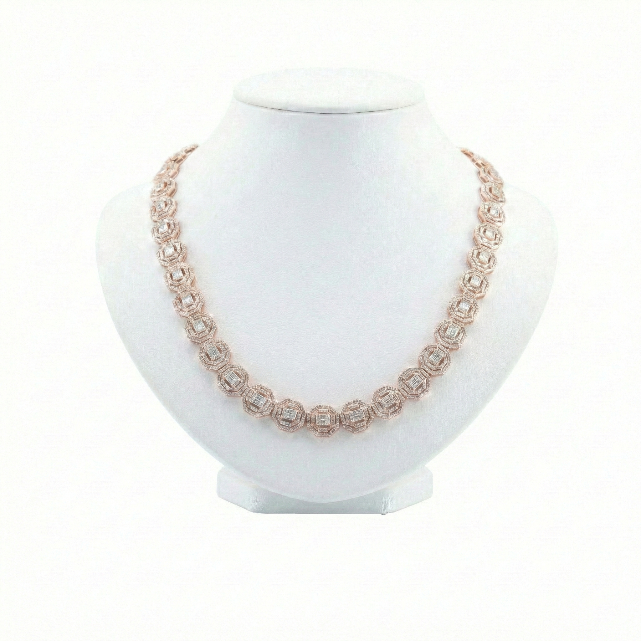 Iced Out Octagon Link Chain – Baguette & Round Diamonds