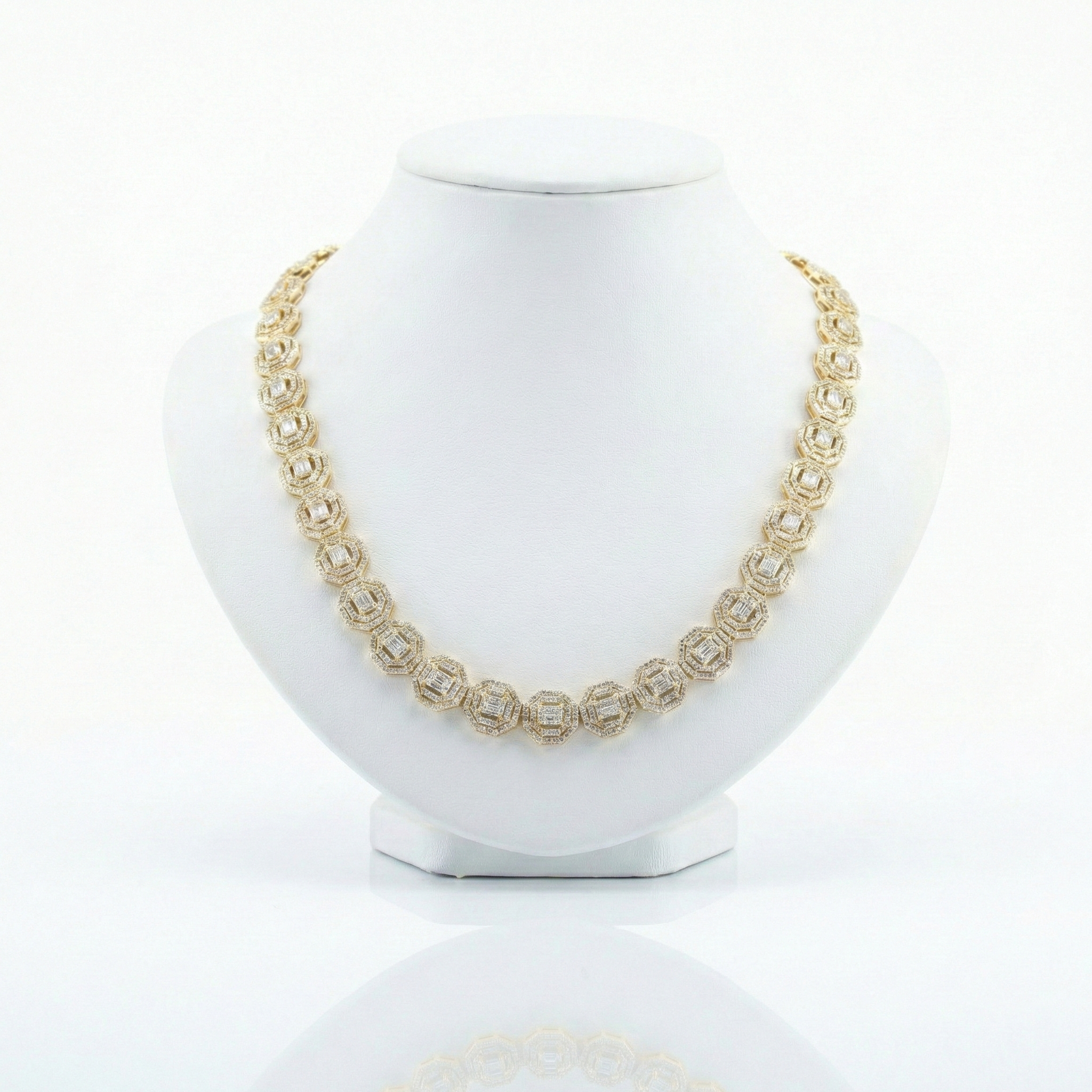 Iced Out Octagon Link Chain – Baguette & Round Diamonds