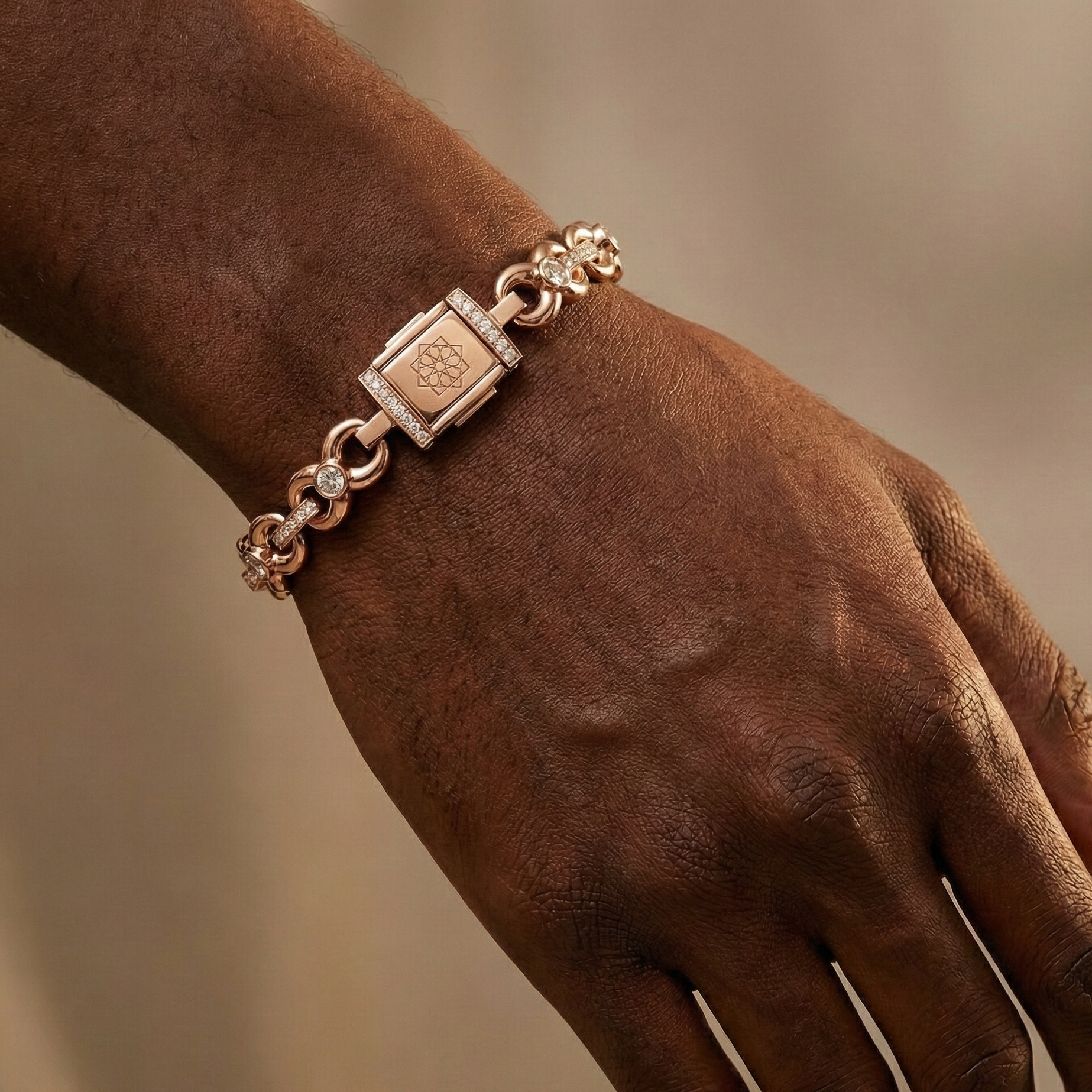 Infinity Link Iced Out Round Diamond Bracelet